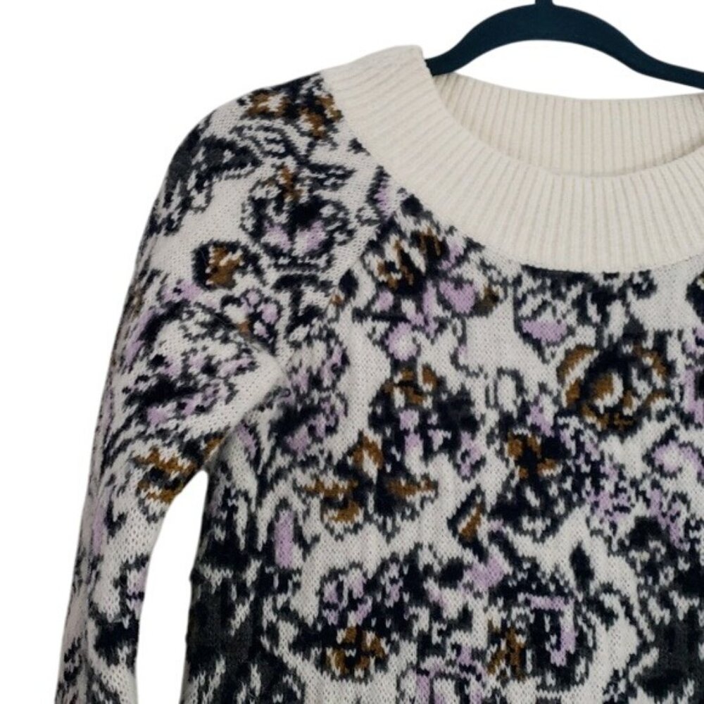 Loft Womens Knit Painterly Floral Pullover Sweater Size XS Boat Neck Boho Garden - Picture 4 of 7